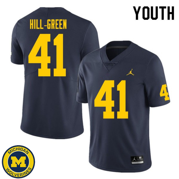 Youth Michigan Wolverines #41 Nikhai Hill-Green Navy College Game Jersey